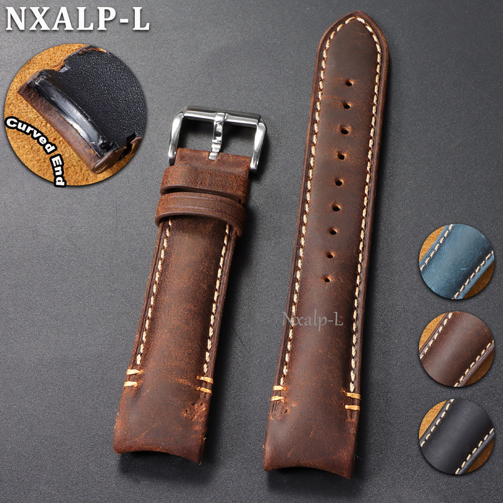Luxury Watch Online - Curved End Bracelet Oil Wax Cowhide
