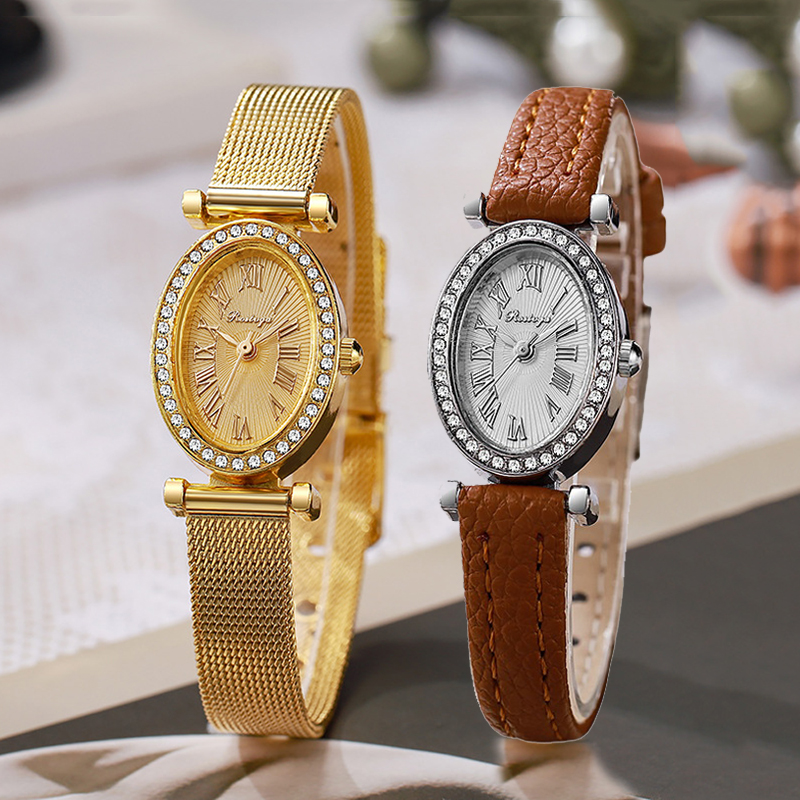 Luxury Watch With Leather Strap - Luxury Watch Women Fashion Oval Diamond