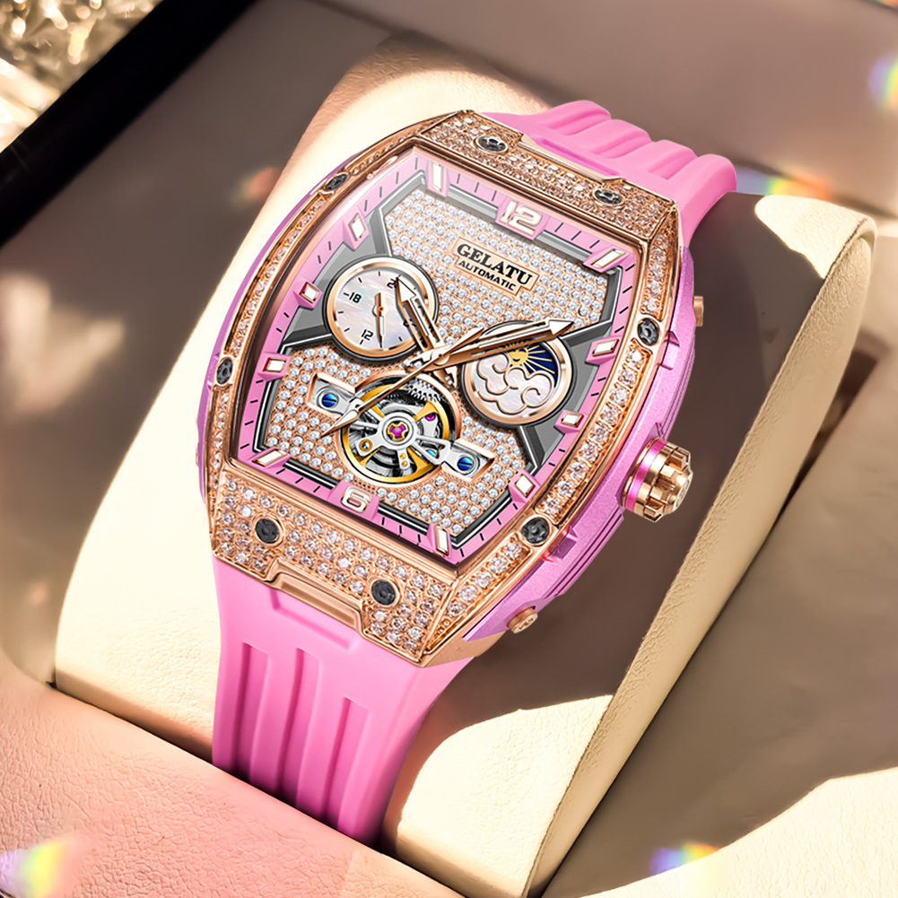 Luxury Watch Moon Phase - GELATU beautiful ladies' watches waterproof Diamond