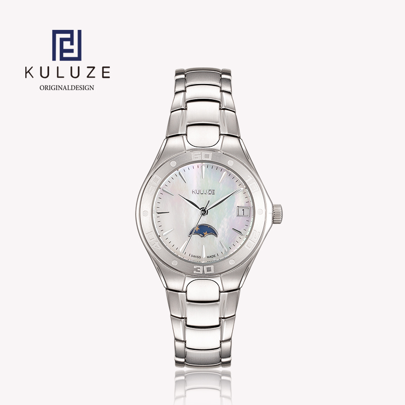 Luxury Watch Moon Phase - KULUZE Titanium Lady Watch Swiss Ronda