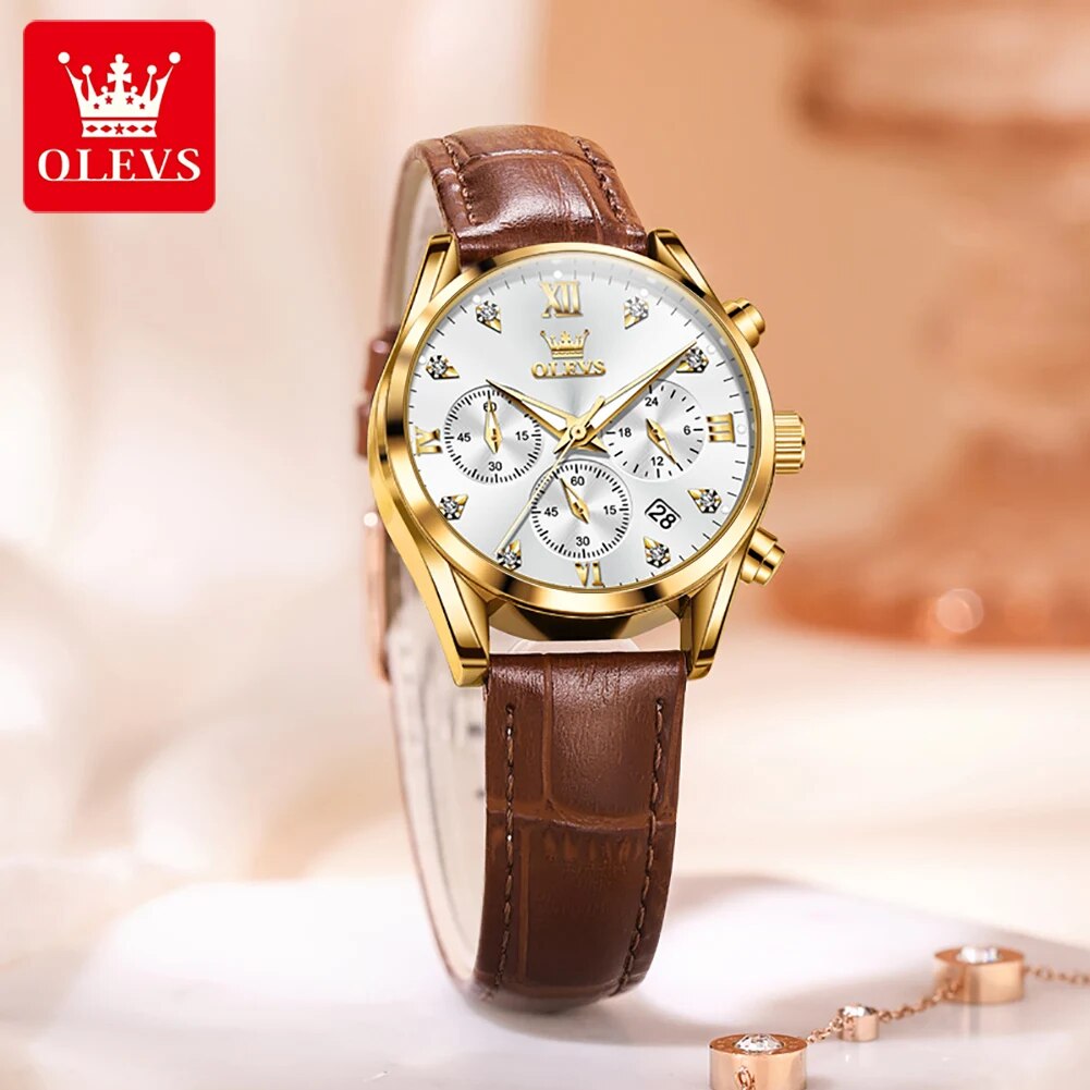 OLEVS 5523 Women's Watches Lea - Luxury Watch With Leather Strap ulasan dan harga