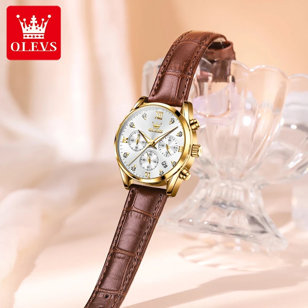 OLEVS 5523 Women's Watches Lea - Luxury Watch With Leather Strap ulasan dan harga