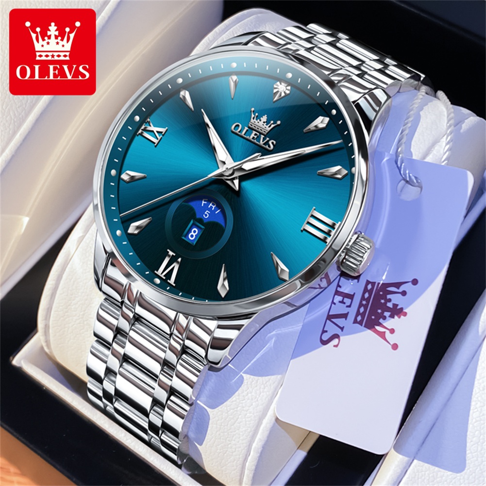 OLEVS Moon Phase men's watches - Luxury Watch Moon Phase ulasan dan harga