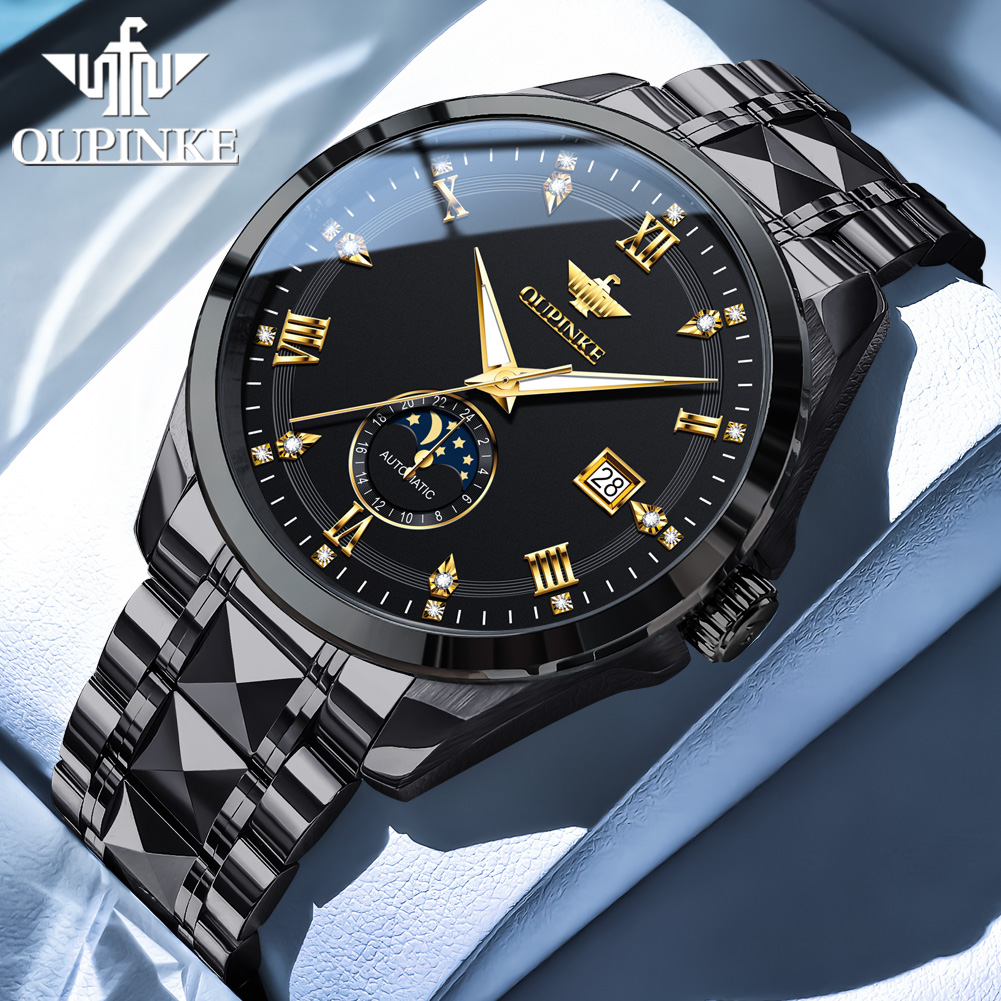 OUPINKE 3265 man watch moon ph - Luxury Watch Moon Phase ulasan dan harga