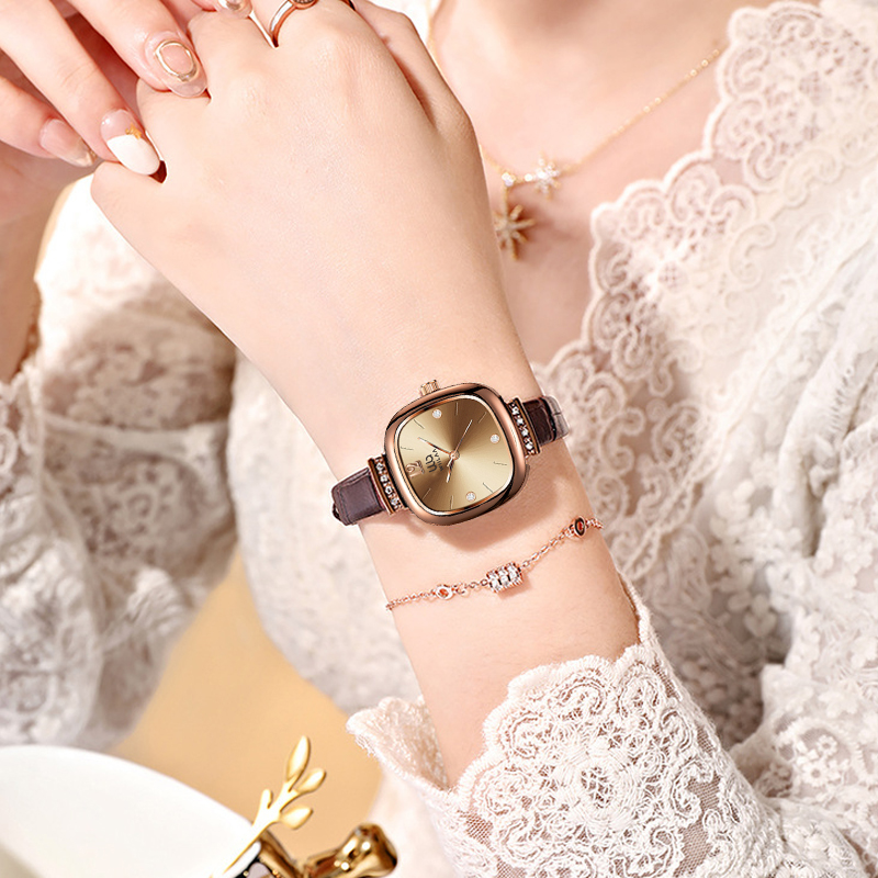 Women's Rose Gold Square Watch - Luxury Watch With Leather Strap ulasan dan harga