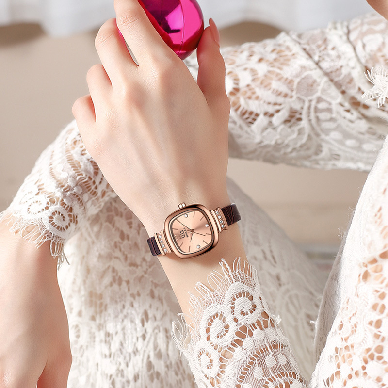Women's Rose Gold Square Watch - Luxury Watch With Leather Strap ulasan dan harga