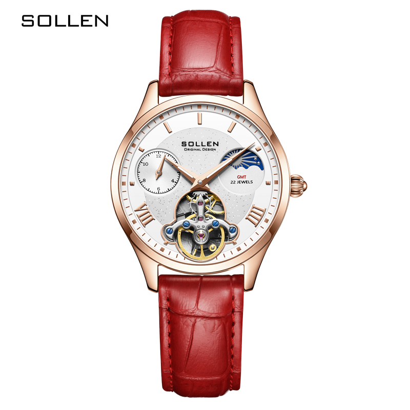 Switzerland SOLLEN Luxury Auto - Luxury Watch Moon Phase ulasan dan harga