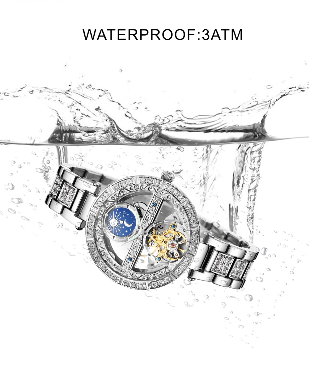 Luxury Women's Waterproof Skel - Luxury Watch Moon Phase ulasan dan harga