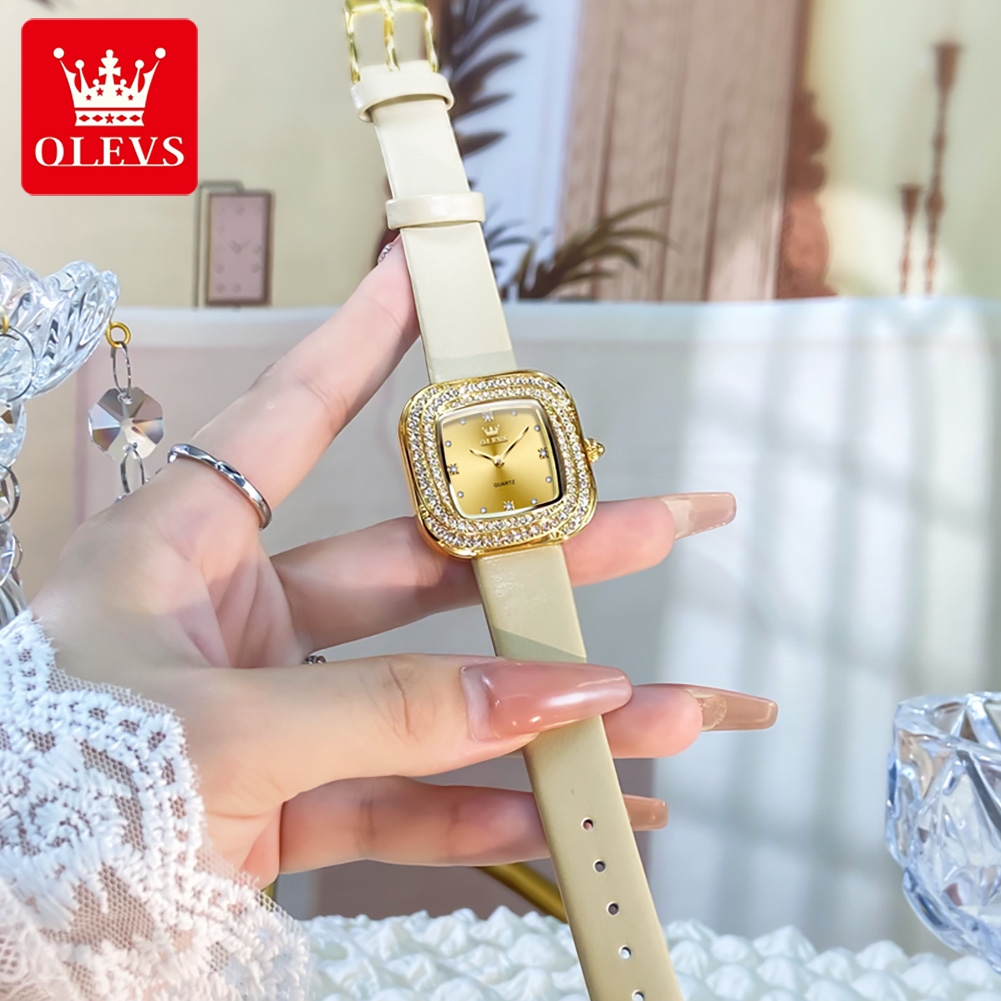 OLEVS Fashion Ladies' Square Q - Luxury Watch With Leather Strap ulasan dan harga