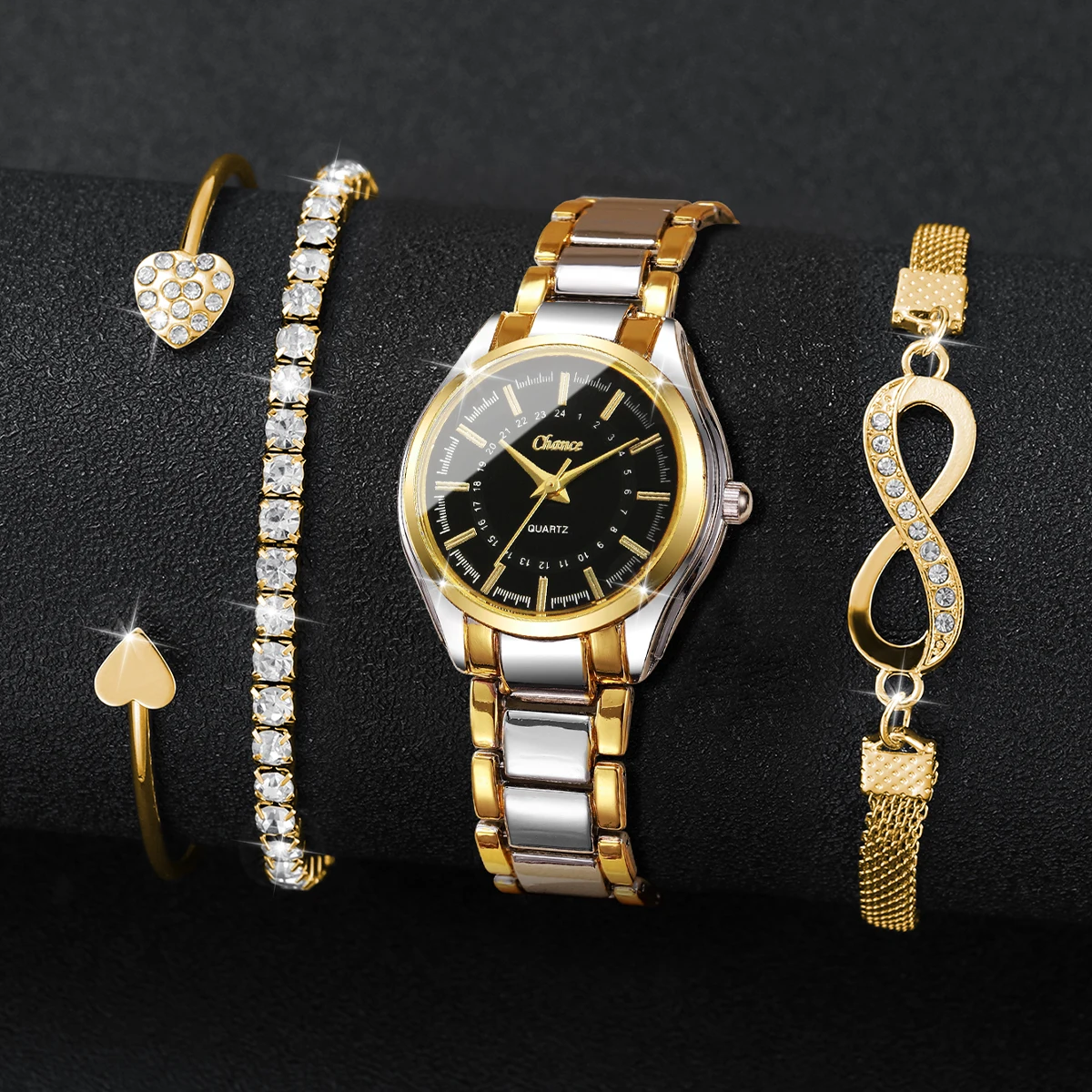4PCS Elegant Women Watches Bra - Luxury Watch For Girls ulasan dan harga