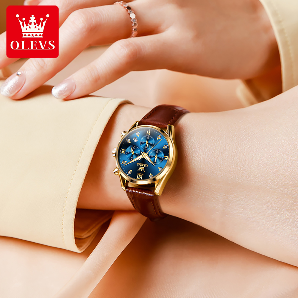 OLEVS 5523 Original Brand Wome - Luxury Watch With Leather Strap ulasan dan harga