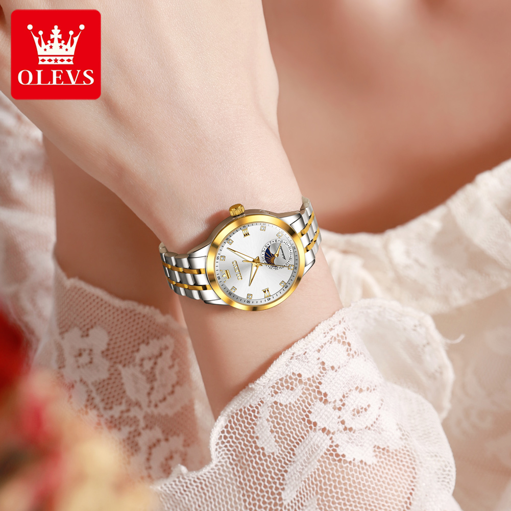 OLEVS 7041 Elegance Moon Phase - Luxury Watch Moon Phase ulasan dan harga