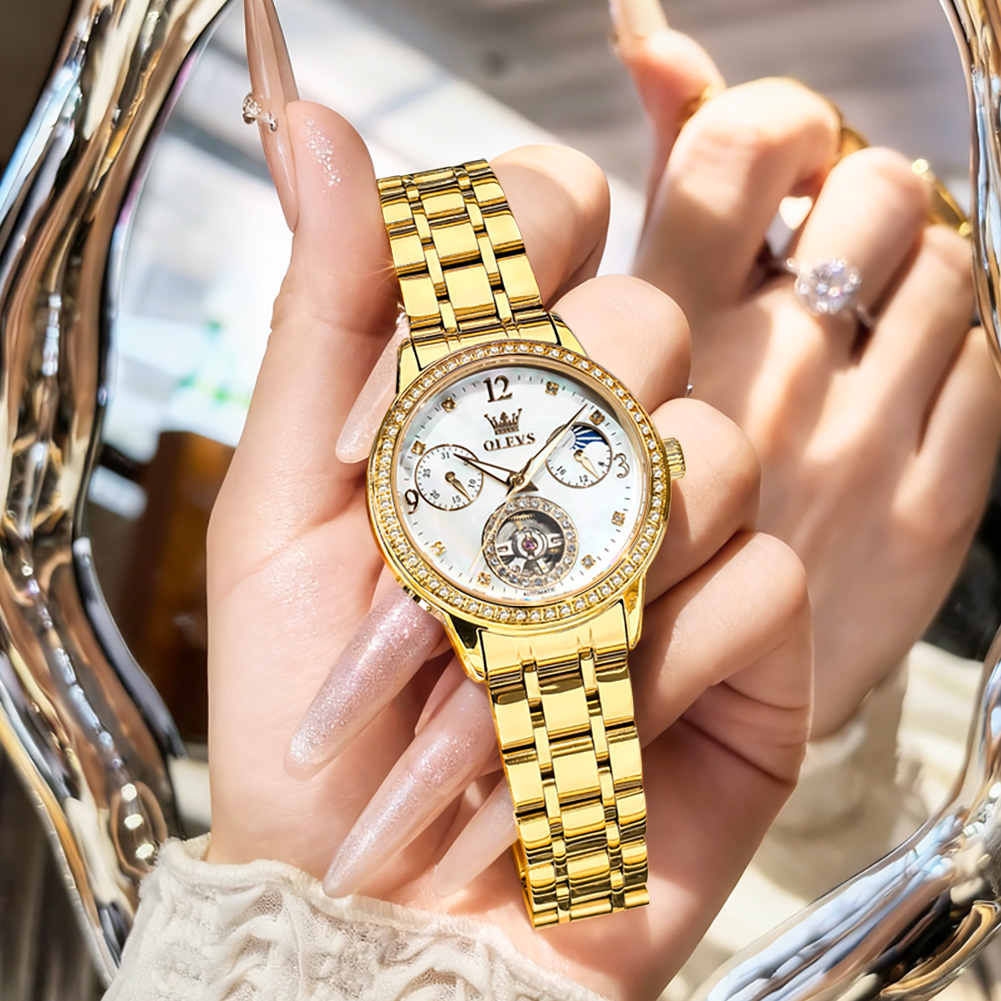 OLEVS 6750 Automatic Woman Wat - Luxury Watch Moon Phase ulasan dan harga