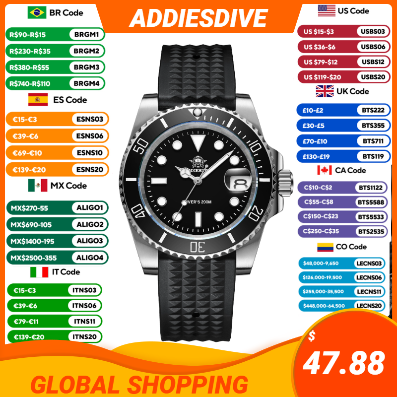 ADDIESDIVE Luxury Stainless St - Luxury Watch Drawing ulasan dan harga