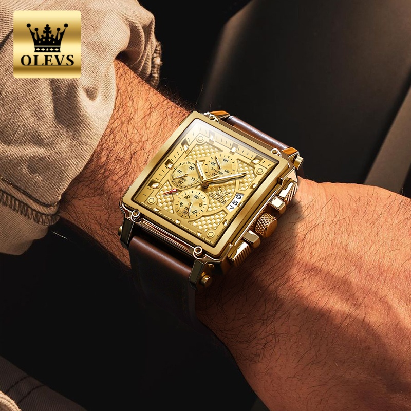 OLEVS Brand Mens Watches Water - Luxury Watch With Leather Strap ulasan dan harga